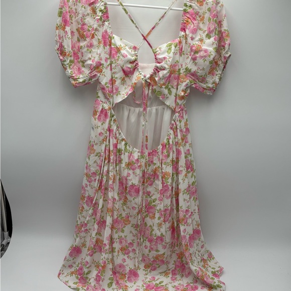 Altar'd State Floral Midi Dress Size M NEW Square Neck Puff Sleeve Cottagecore - Picture 4 of 8